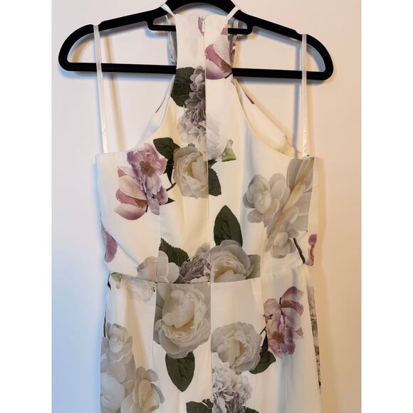 Fame & Partners White Floral Halter Dress Size 6 Open Back Dress - Picture 6 of 10